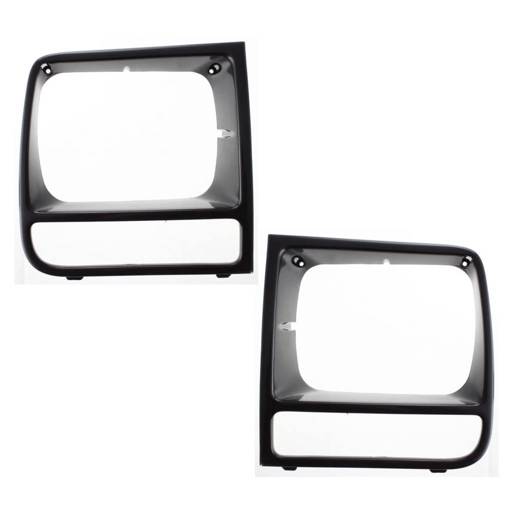 KarParts360 For Jeep Cherokee 1997 98 99 00 2001 Headlight Bezel Driver and Passenger Side | Pair | SE/SE Sport | Black | Replacement For CH2512157, CH2513157 | 55055137, 55055136