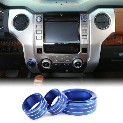 Aunginsy Centre Console Sound Volume Tune 4WD Switch Knob Cover Compatible with Toyota Tundra 2014-2021 Truck Aluminum Multimedia Volume Tune 4WD Switch Knob Protection Ring Trim Interior Accessories