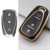 HIBEYO TPU Smart 3 Button Key Fob Case for Chevrolet Equinox Cruze Trax Malibu Verano Traverse 2016-2018 Onix Cruze Sonic Camaro Volt Bolt Accessories with Keychain-Black view 3