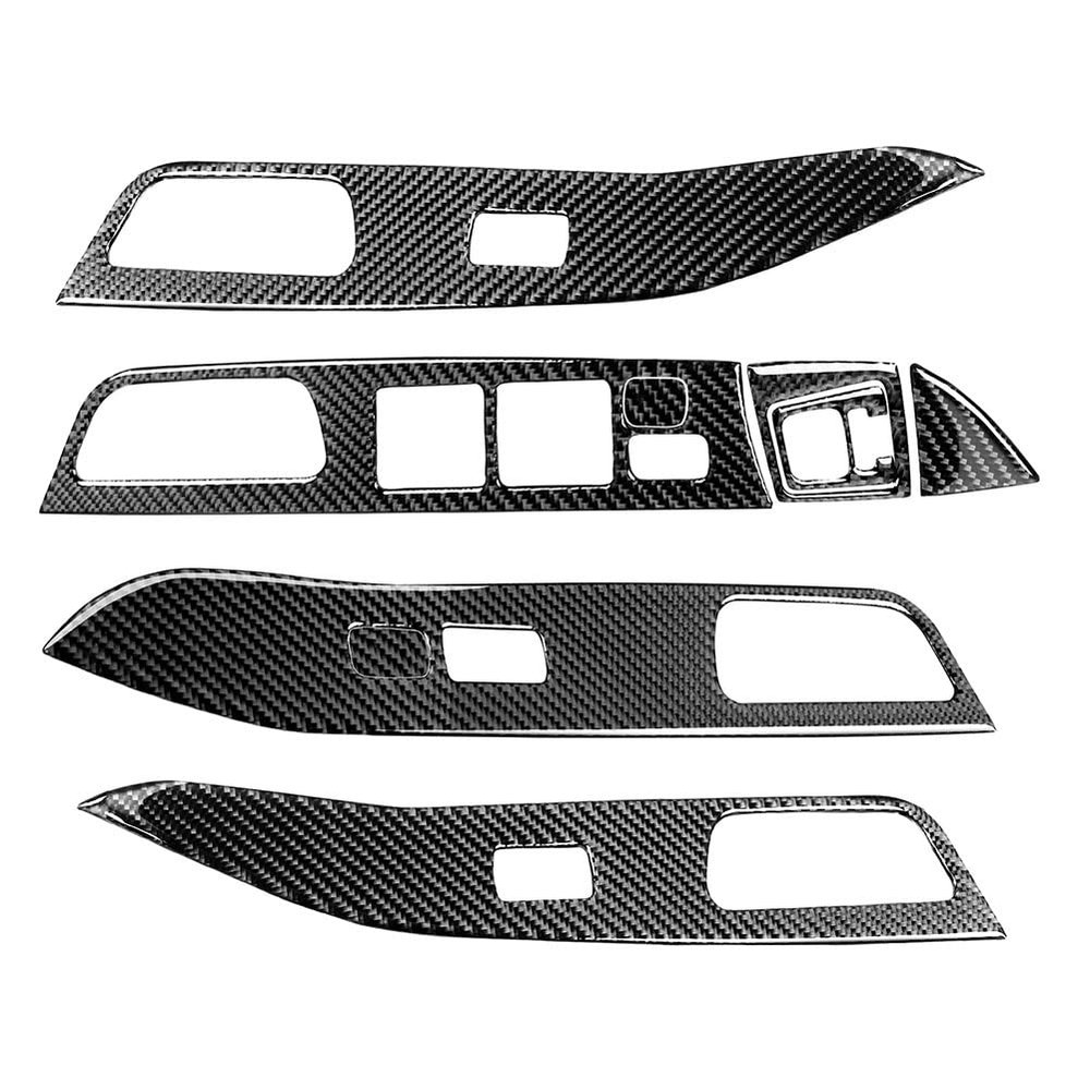 FSFY Car Interior Window Lift Switch Panel Cover Trim Replacement Kits Carbon Fiber for MITSUBISHI Lancer EVO X MR 2008-2015