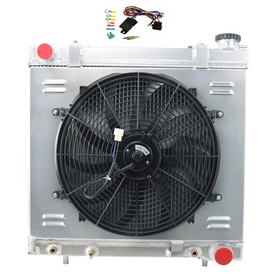 HKAUTOPART Radiator for 2005-2010 Dodge Dakota Pickup Truck 3.7L V6 4.7L V8 & 2006-2009 Mitsubishi Raider & 2011 Ram Dakota, 4 Row Full Aluminium Radiator + 16 Inch Fan + Shroud + Thermostat Relay Kit