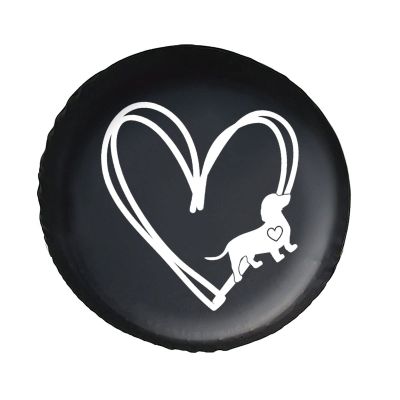LOJAOGON Dachshund Heart Dog 1 Spare Tire Cover PVC Leather Wheel Protectors Dust-Proof Wheel Tire Cover Fit Trailer, Rv, SUV and Many Vehicle 17 Inch