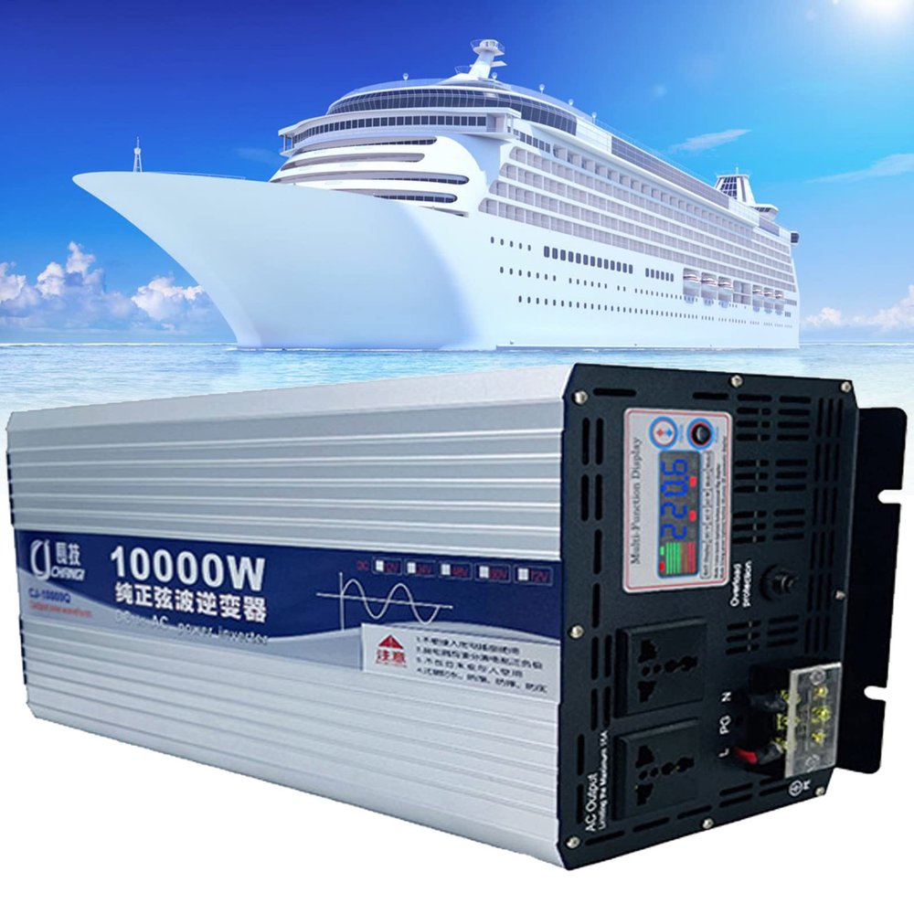 ELOMAS Power Inverter Pure Sine Wave 6000W 8000W 10000W 12000W Car Inverter Dc 12V 24V 48V 60V 72V to Ac 110V 220V with Ac Outlets and LCD Display for Rv Car Solar System Emergency,10000W-60Vto220V