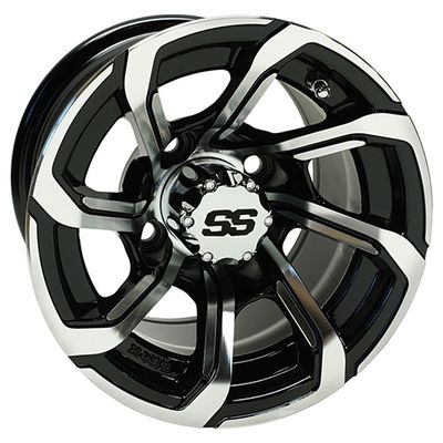 Red Hawk TIR-RX403 Wheel Machined Gloss Black, 10x7 ET-25 Golf Carts