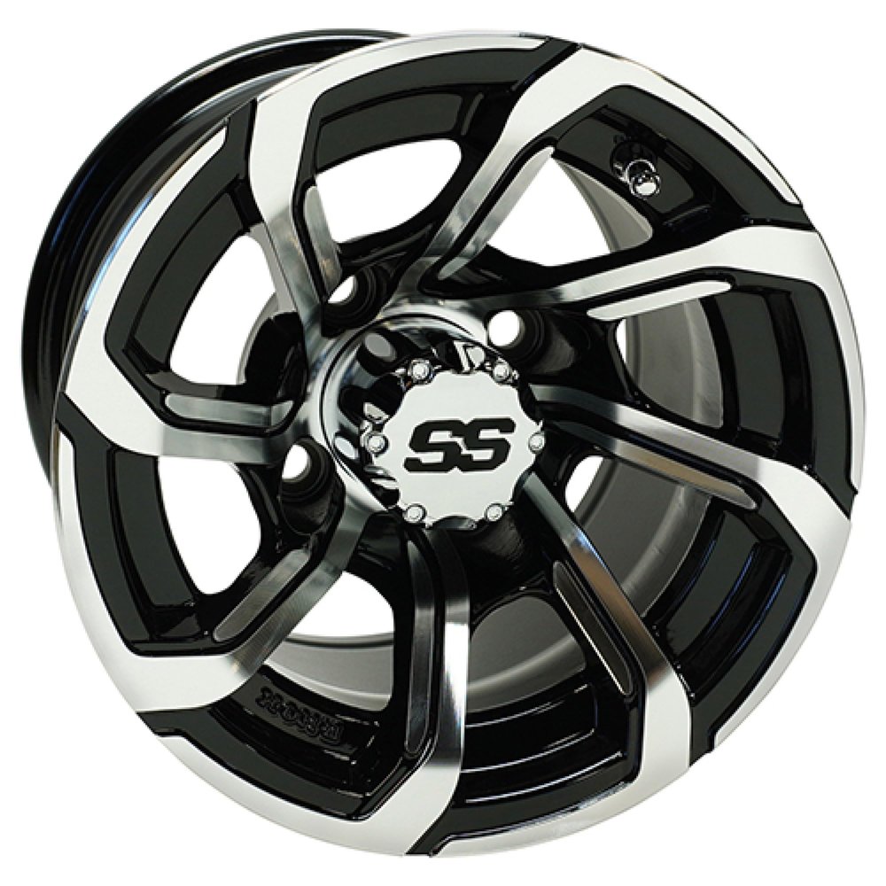 Red Hawk TIR-RX403 Wheel Machined Gloss Black, 10x7 ET-25 Golf Carts
