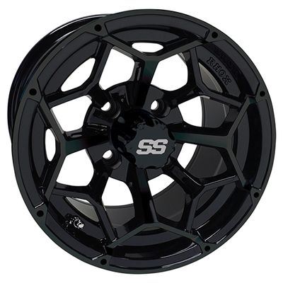 Red Hawk TIR-RX382-B Wheel Gloss Black, 12x7 ET-25 Golf Carts