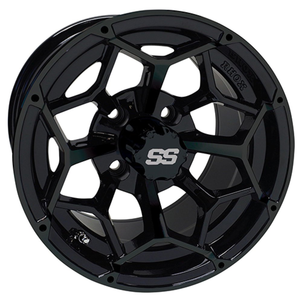 Red Hawk TIR-RX382-B Wheel Gloss Black, 12x7 ET-25 Golf Carts