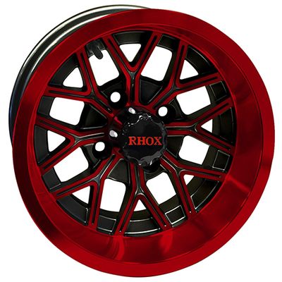 Red Hawk TIR-RX284-BR Wheel Wheel, Gloss Black with Red, 12x6 ET-10 Golf Carts