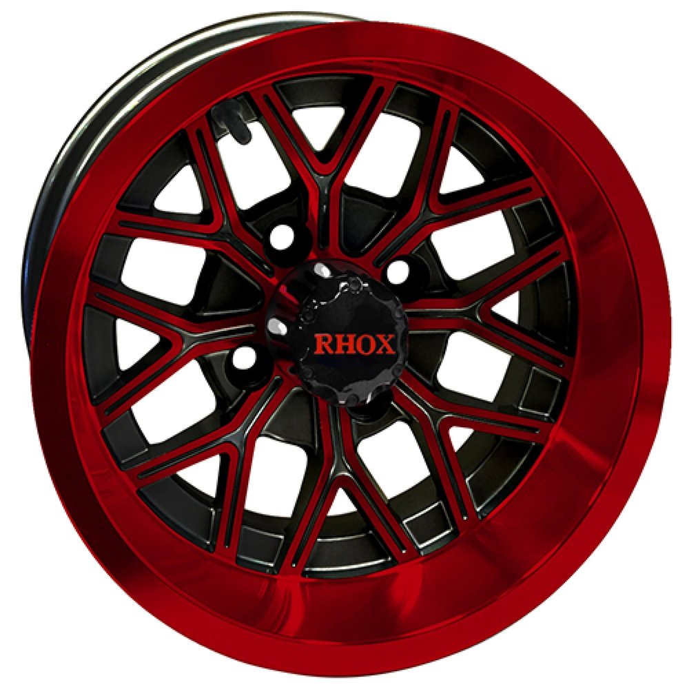 Red Hawk TIR-RX284-BR Wheel Wheel, Gloss Black with Red, 12x6 ET-10 Golf Carts