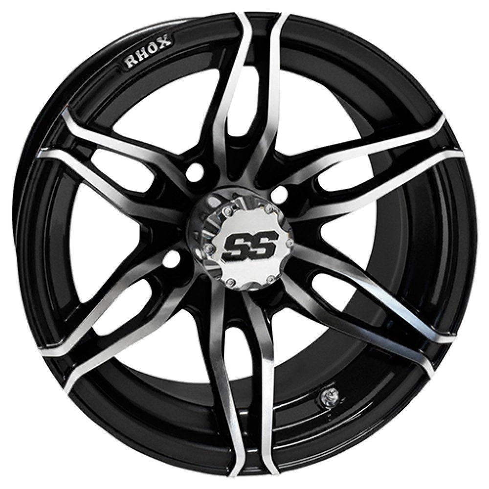 Red Hawk TIR-RX377 Wheel RHOX RX377, Machined Black, 12x7 ET-25 Golf Carts