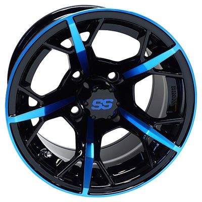 Red Hawk TIR-RX399-BBL Wheel Gloss Black with Blue, 12x7 ET-25 Golf Carts