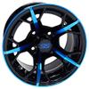 Red Hawk TIR-RX399-BBL Wheel Gloss Black with Blue, 12x7 ET-25 Golf Carts view 1