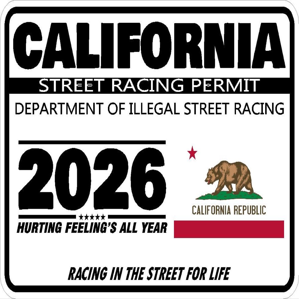 2025 Street Racing Permit Drag Racing Car Truck Window Funny Humor Novelty Black White Rectangle Sticker Safety Decal Unlimited 3" x 2" (California)