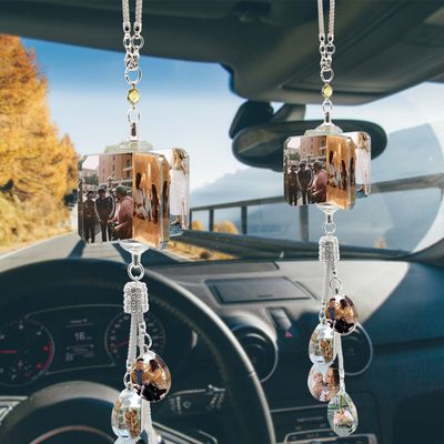WERWAES Personalized Custom Car Rear View Mirror Accessories Customize Crystal Photo Hang Pendant (CG)
