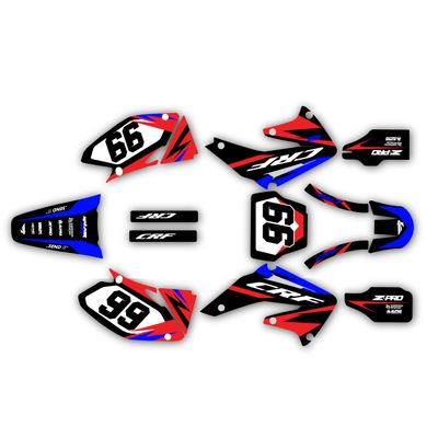 Kalair GFX Graphics Kit for Honda CRF450R (2002-2004) Division Series Red-Blue 21 Mil - Pro Edition - Dirt Pit Bike Motorcycle Sticker, Dirtbike Racing Decal Motocross Accessories no-Plastics