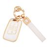 EKALA for Volkswagen Key Fob Cover with Leather Key Fob Keychain, 4 Buttons Soft TPU Keys Shells Girly White Key Fob Cover Compatible with Volkswagen Atlas Passat Jetta Golf Alltrack(P-Vlw) view 1