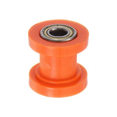 HARFINGTON Chain Roller Pulley Tensioner 10mm Nylon Groove Type Guide Wheel Slider for Mini Motorcycle Dirt Bike ATV Go-Kart, Orange