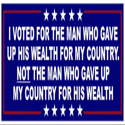 Anti Joe Biden Bumper Sticker GAVE UP My Country for HIS Wealth Vinyl Sticker for Car Decal Truck Window Car Bumper Sticker (3")