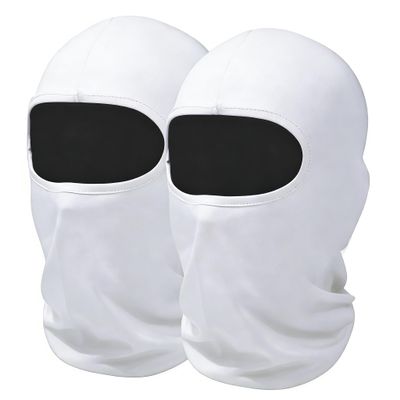 SHEVERCH 2 Pack White Ski Mask Balaclava Face Cover for Men Women Sun UV Protection Windproof Lightweight Football Motorcycling