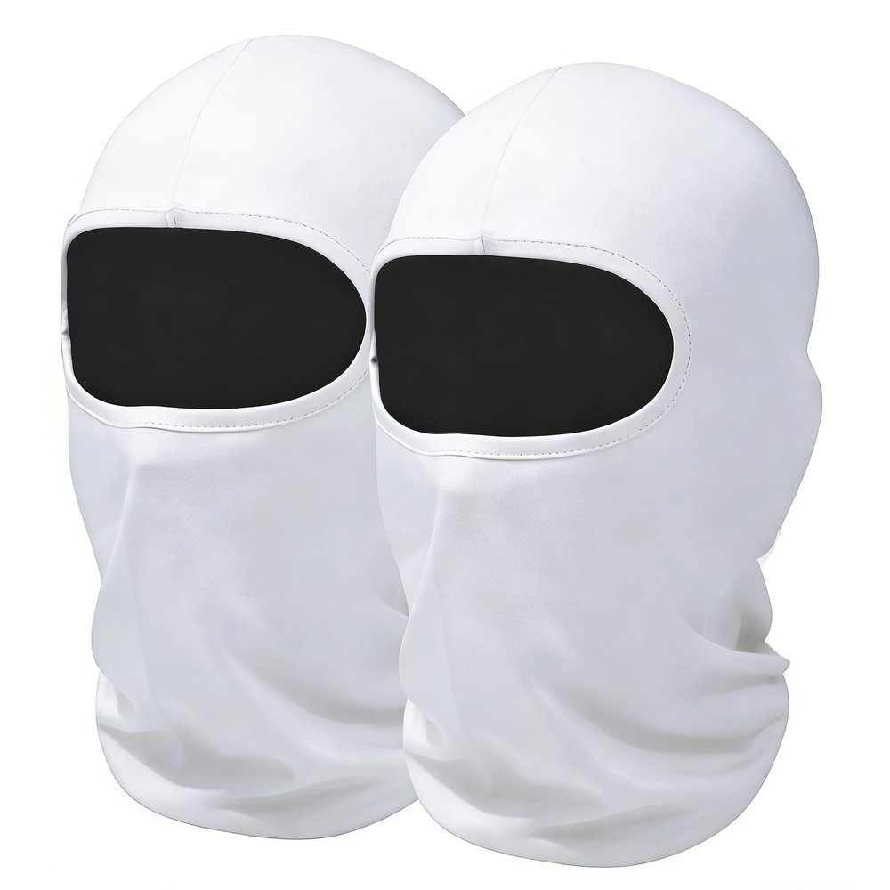 SHEVERCH 2 Pack White Ski Mask Balaclava Face Cover for Men Women Sun UV Protection Windproof Lightweight Football Motorcycling