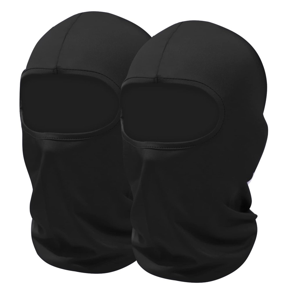 SHEVERCH 2 Pack Black Ski Mask Balaclava Face Cover for Men Women Sun UV Protection Windproof Lightweight Football Motorcycling