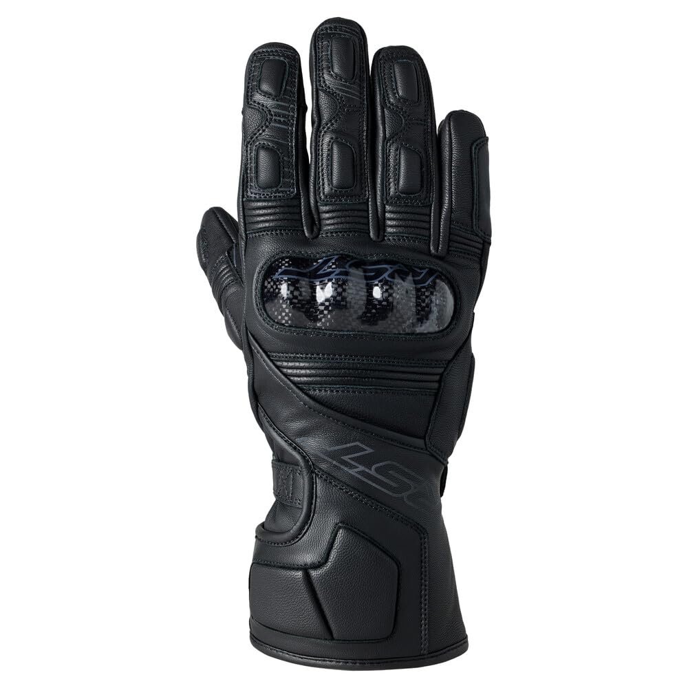 RST Fulcrum CE Waterproof Motorcycle Gloves Leather/Performance Shell, Ventilation Panels, CE Certified Impact Protection Road/Adventure Use (Black/Black, US 07)