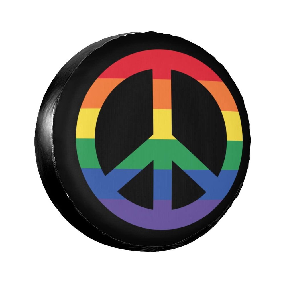 LOJAOGON Rainbow Peace Spare Tire Cover Wheel Protectors Dust-Proof Wheel Tire Cover Fit Trailer, Rv, Sand Many Vehicle 15inch