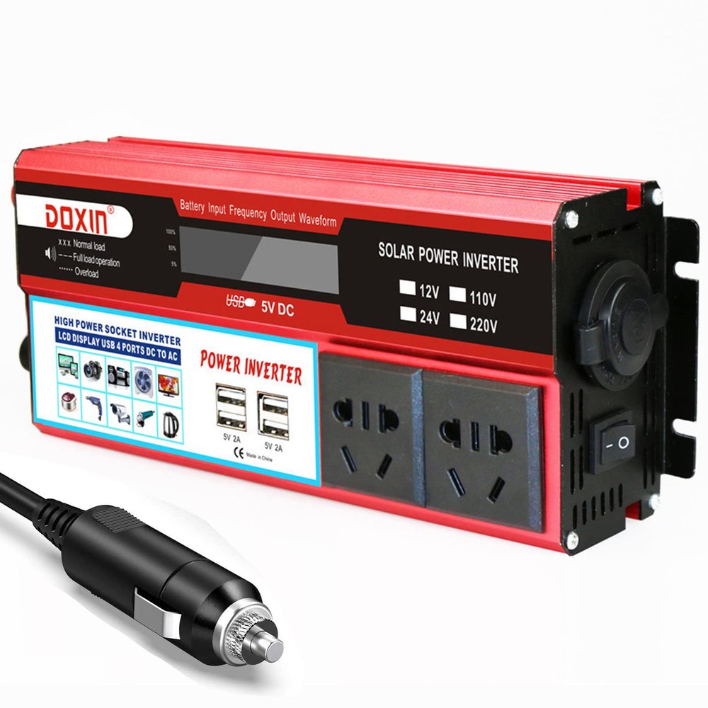 ROGHA Car Power Inverter DC 12V 24V to AC 110V 220V Voltage Converter with 4 USB Charger, Car Inverter Used for Laptop, Pad, Phones, Tablet, Peak 2000W,24V-110V
