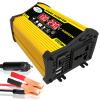ROGHA Power Inverter Car Plug Adapter Outlet 300W DC 12V to 110V 220V AC Inverter Converter with LED Display, 2A USB Ports,Yellow-220V view 1