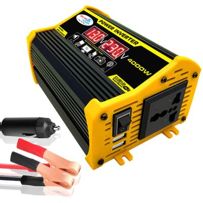 ROGHA Power Inverter Car Plug Adapter Outlet 300W DC 12V to 110V 220V AC Inverter Converter with LED Display, 2A USB Ports,Black-220V