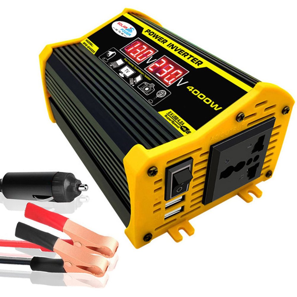 ROGHA Power Inverter Car Plug Adapter Outlet 300W DC 12V to 110V 220V AC Inverter Converter with LED Display, 2A USB Ports,Black-220V