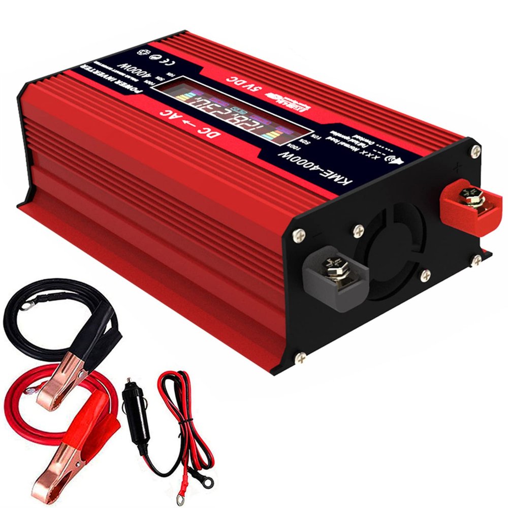 ROGHA Power Inverter 12v to 110v 220v, Power Converter Dc to Ac Converter with AC Outlets, 300 watt Inverter for Car/RV/Home,Red-110V
