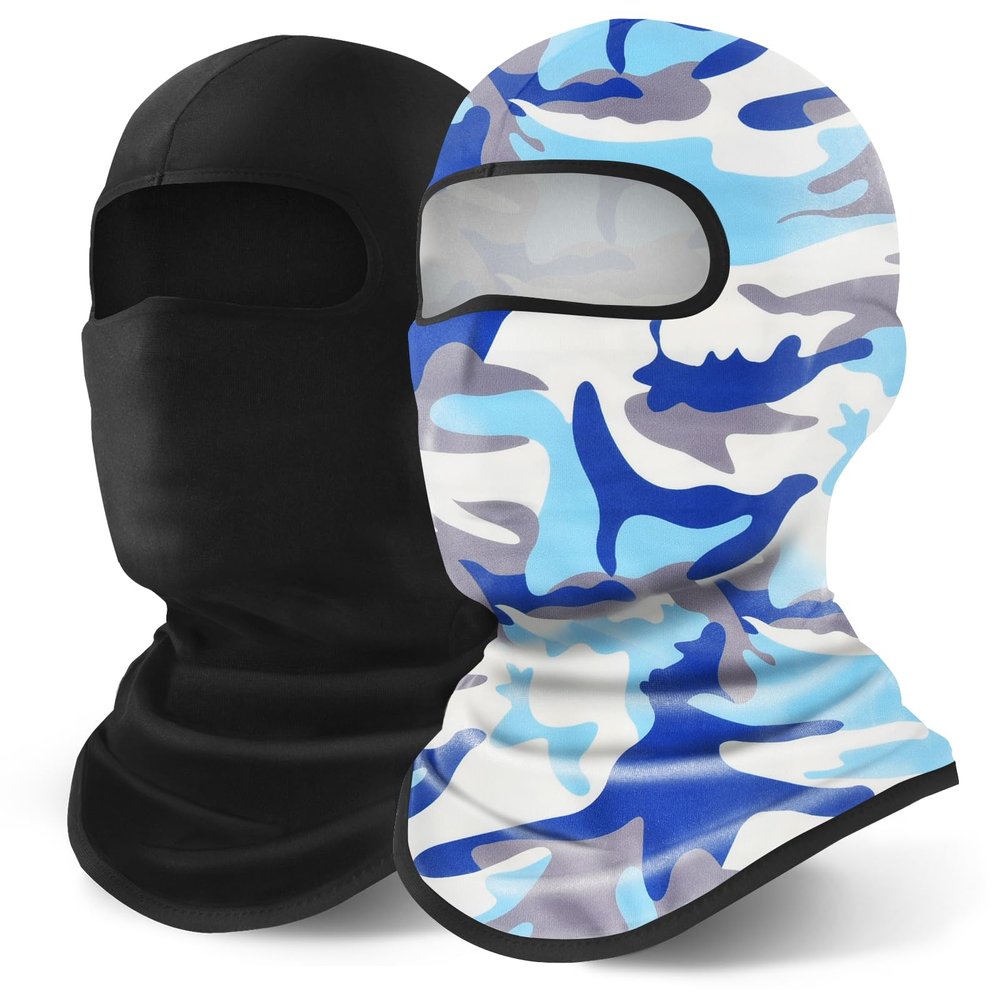 YESLIFE 2 Pieces Balaclava Ski Mask for Men and Women, Summer Face Mask for Motorcycle Helmets, Dirt Bike Accessories Neck Gaiter, Bandanas (Camo Blue+Black)