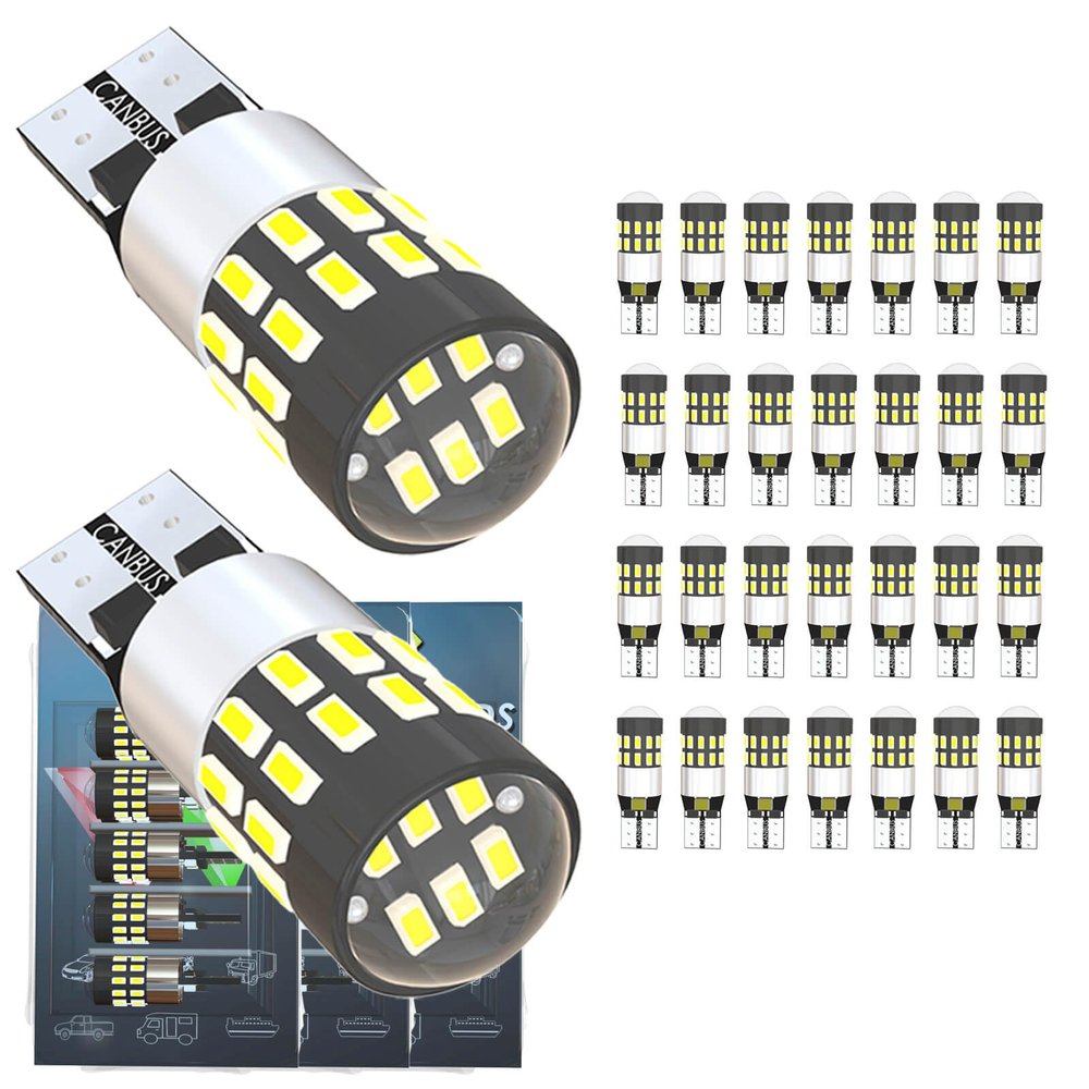 Wiseshine 921 LED Bulb Reverse Light,912 LED Bulb White 6000K,194 T10 906 T15 W16W LED Bulb DC 12V-24V Canbus Automotive Car Truck RV Camper Boat For Interior Exterior Backup Dome Cab Light 30 packed