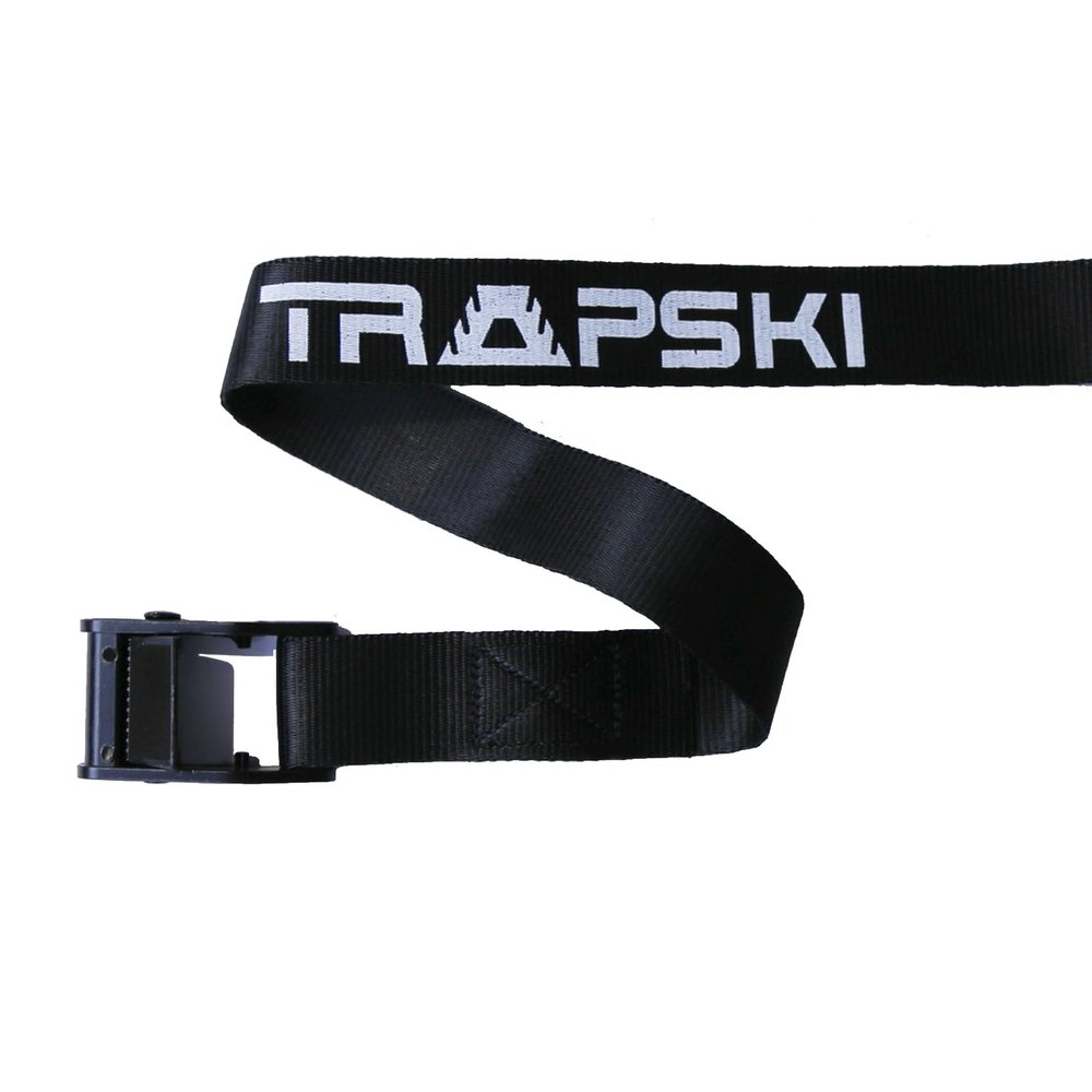 TRAPSKI Premium Nylon Lashing Strap | 1' x 6.5 ft | Aluminum Cam Buckle | Heavy Duty | Universal Fit | Black | Car, Truck, SUV, Motorcycle, RV, Boat