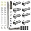 RED WOLF Anti-Theft License Plate Frame Bolt Fasteners - Security Self-Tapping Stainless Steel Screws, Car Tag Mounting Hardware Kit With Chrome Caps, Nuts, Foam Pad, Anti-Rattle view 1