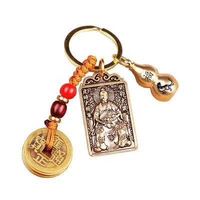 Blessing Good Luck Keychain with Feng Shui Coins/Window or Car Decor Pendant Key for Wealth Success / Blessing Sand in it (Tiger)