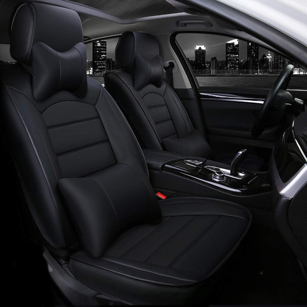 rasiarpio 5-Seat Car Seat Covers for FX35 2003-2012 Full Set Faux Leather Protector Automotive Seat Covers with Pillow Waterproof Vehicle Cushion Cover Universal Black