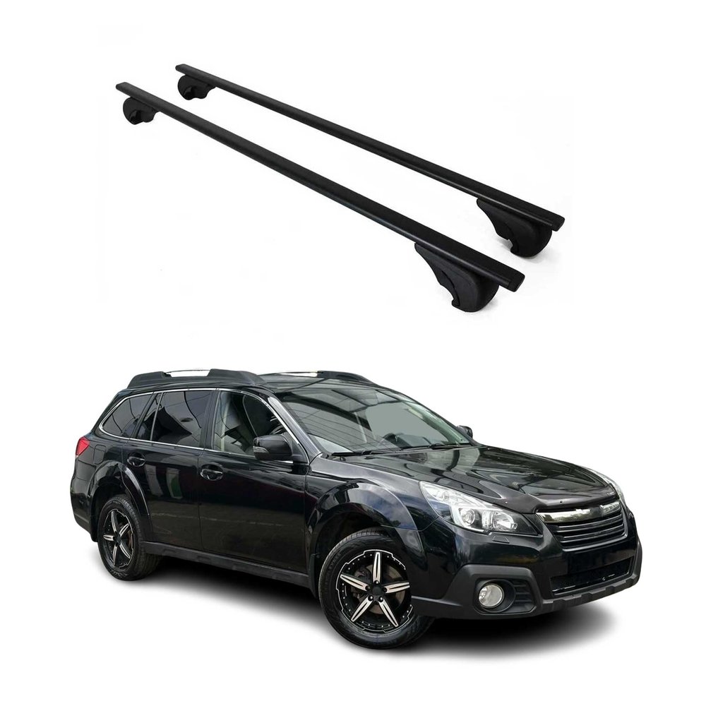 OMAC Roof Rack Cross Bars for Subaru Outback 2010-2014 Lockable 165Lbs Steel Black 2Pcs fits Cargo Carriers Kayak Canoe Bike Snowboard