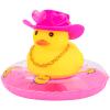 wonuu Car Rubber Duck Car Duck Decoration Dashboard Car Ornament for Car Dashboard Decoration Accessories with Mini Flower Hat Swim Ring Necklace and Sunglasses, I_red Heart Glasses&Pink Hat view 1