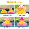 wonuu Car Rubber Duck Car Duck Decoration Dashboard Car Ornament for Car Dashboard Decoration Accessories with Mini Flower Hat Swim Ring Necklace and Sunglasses, I_red Heart Glasses&Pink Hat view 2