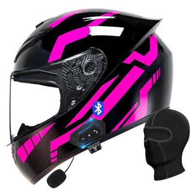 Motorcycle Bluetooth Full Face Helmet, Integrated Bluetooth Helmet, DOT/ECE Approved Full Face Flip Up Helmet, Multiple Vents Motorbike Helmet with Microphone for Adults 55-64CM