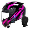 Motorcycle Bluetooth Full Face Helmet, Integrated Bluetooth Helmet, DOT/ECE Approved Full Face Flip Up Helmet, Multiple Vents Motorbike Helmet with Microphone for Adults 55-64CM view 1