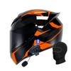 Motorcycle Bluetooth Full Face Helmet, Integrated Bluetooth Helmet, DOT/ECE Approved Full Face Flip Up Helmet, Multiple Vents Motorbike Helmet with Microphone for Adults 55-64CM view 1