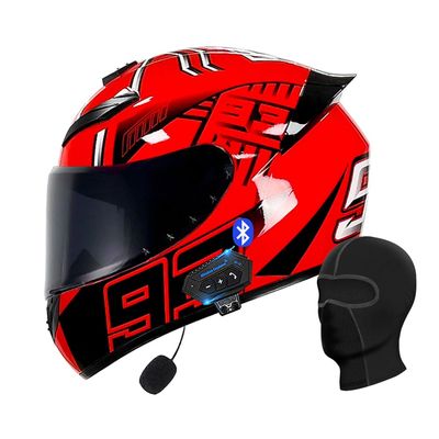 Motorcycle Bluetooth Full Face Helmet, Integrated Bluetooth Helmet, DOT/ECE Approved Full Face Flip Up Helmet, Multiple Vents Motorbike Helmet with Microphone for Adults 55-64CM