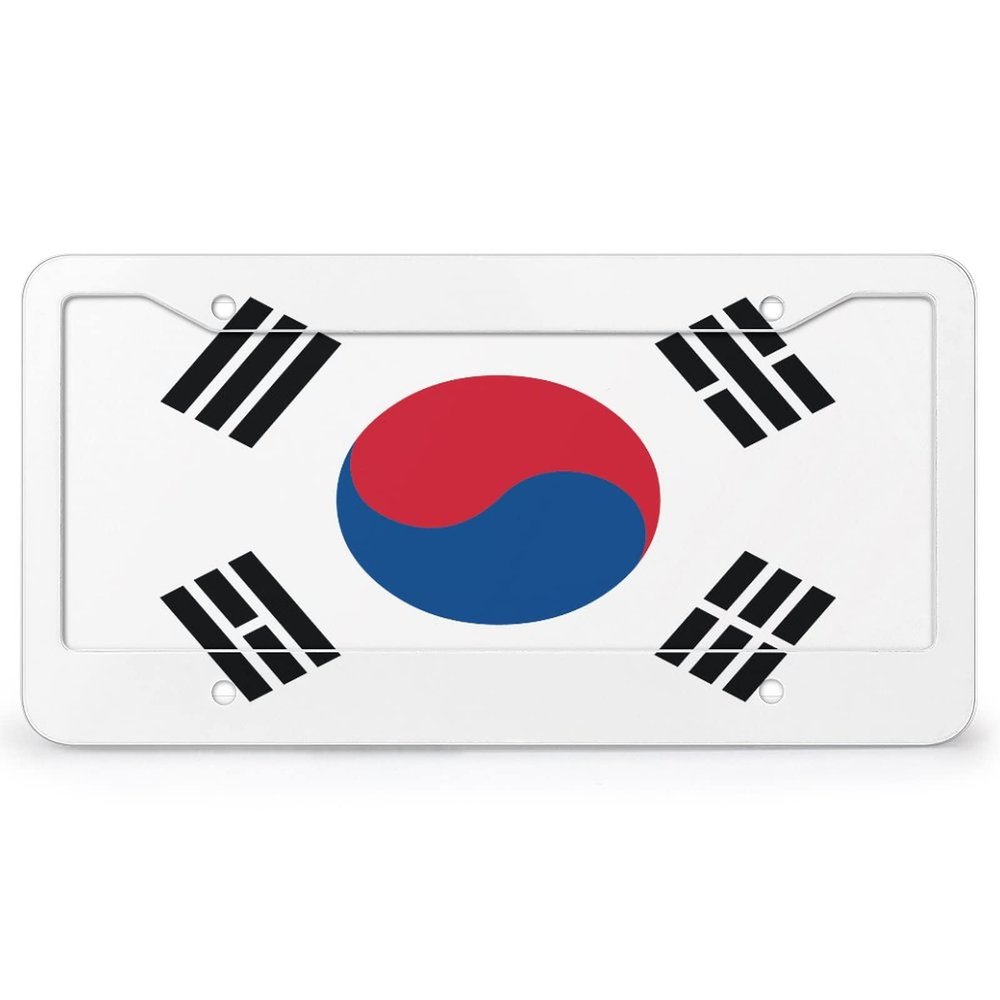 License Plate, South Korean Flag Aluminum Car Decoration License Plate Frame