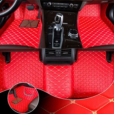Fit for Jeep Compass 2007-2023 Custom Car Floor Mats Luxury Leather Waterproof Anti-Slip Full Coverage Front Rear Floor Liners (Choose: for Compass 2017-2018 / Red)