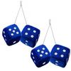 ZONETECH Blue 3" Square Hanging Dice-Soft Fuzzy Decorative Vehicle Hanging Mirror Dice with White Dots - 2 Pack view 1