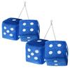 ZONETECH Blue Teal 3" Square Hanging Dice-Soft Fuzzy Decorative Vehicle Hanging Mirror Dice with White Dots 2 Pack view 1