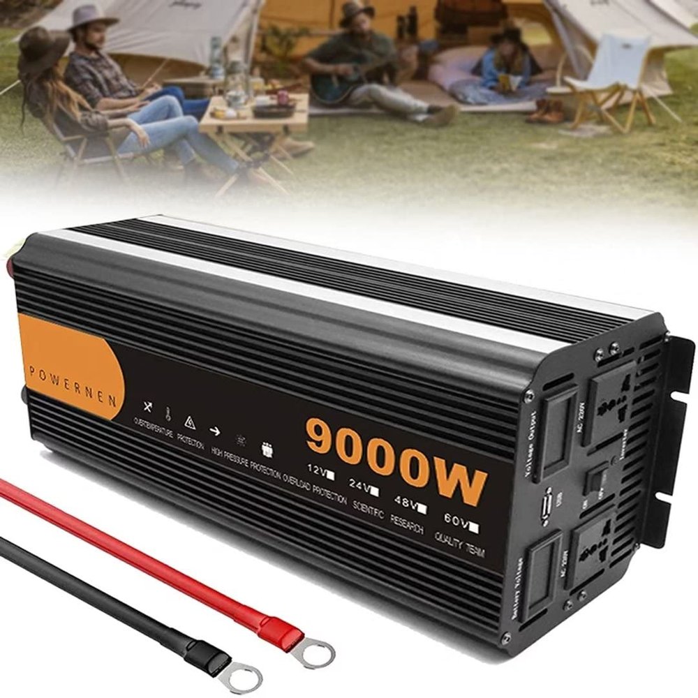 ZWEBY Pure Sine Wave Power Inverter 8000W 9000W Converter DC 12V/24V to 220V AC Outlets Inverter with USB Port for Travel Trip,9000W 24V-220V